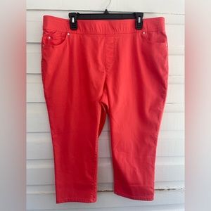 Kim Rogers Coral Pull On Tummy Control Stretch Capri Pants Size 16W